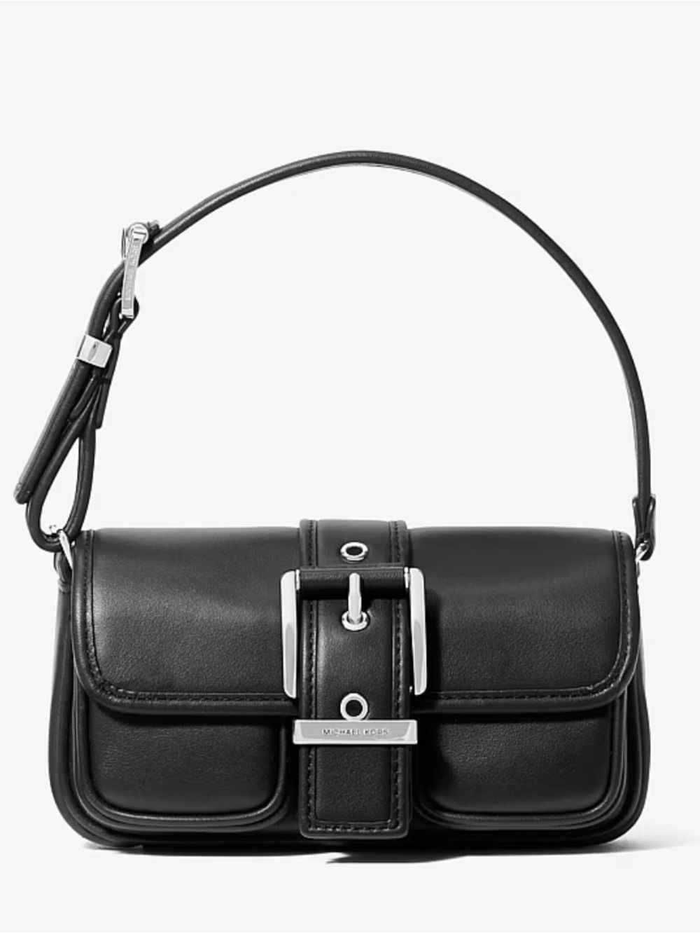 Michael Kors Black Leather Buckle Shoulder Bag